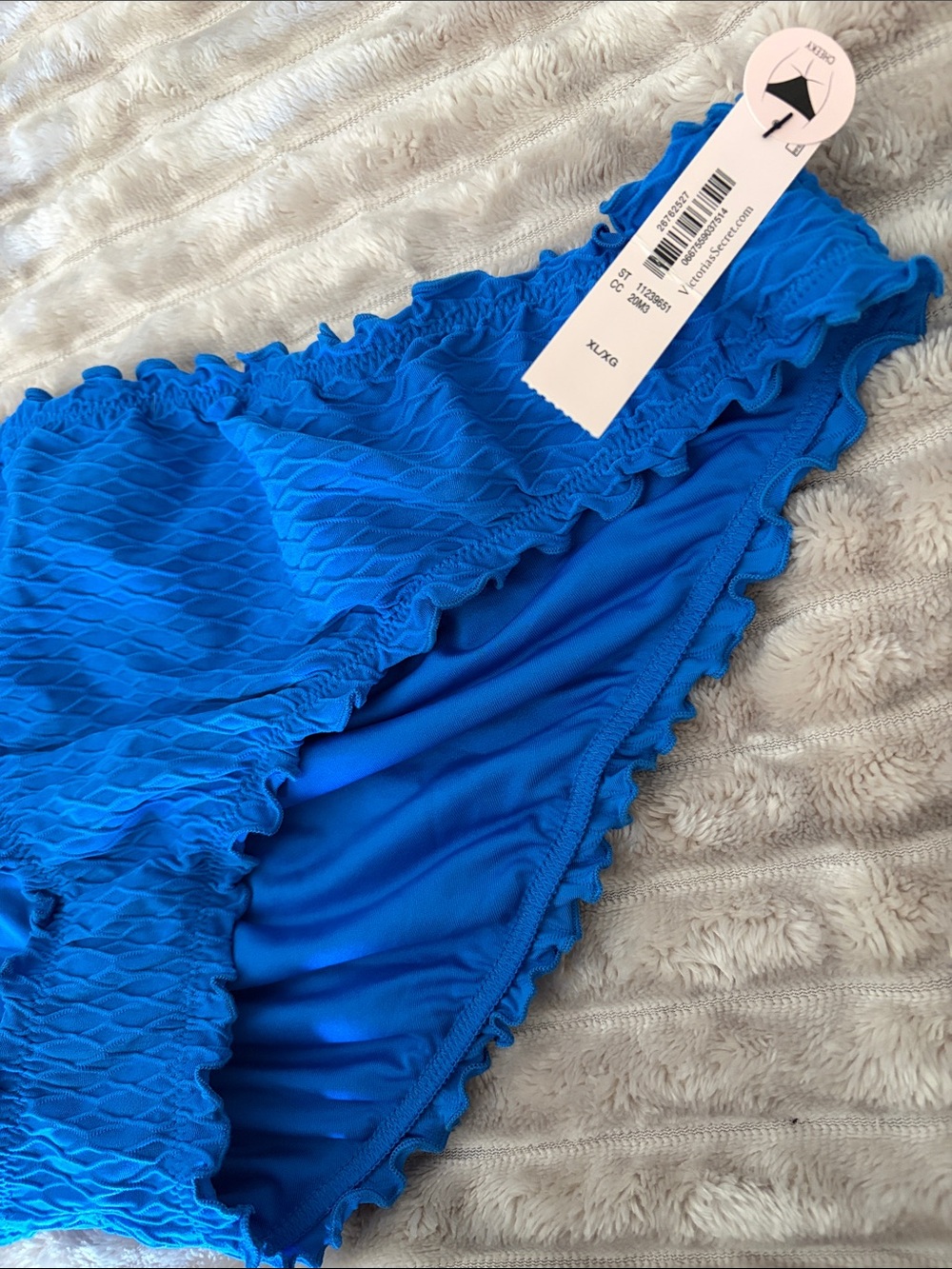 Victorias Secret Blue Ruffled Cheeky Bikini Bottoms BNWT - Picture 2 of 5